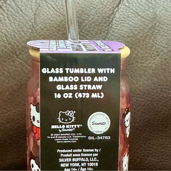 Hello Kitty Halloween Characters 16oz Pink Glass Tumbler with Bamboo Lid & Straw - Picture 7 of 11